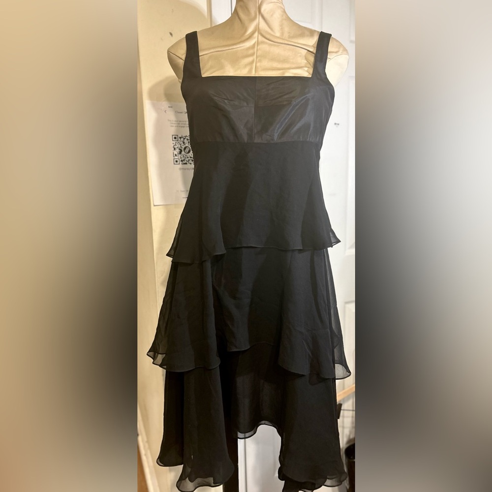 SALE••J. Mendel Vintage Black Chiffon Layered Dress EC!